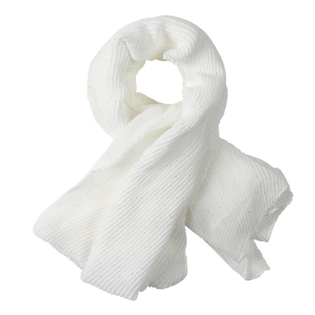 Foulard plissé pailleté uni blanc