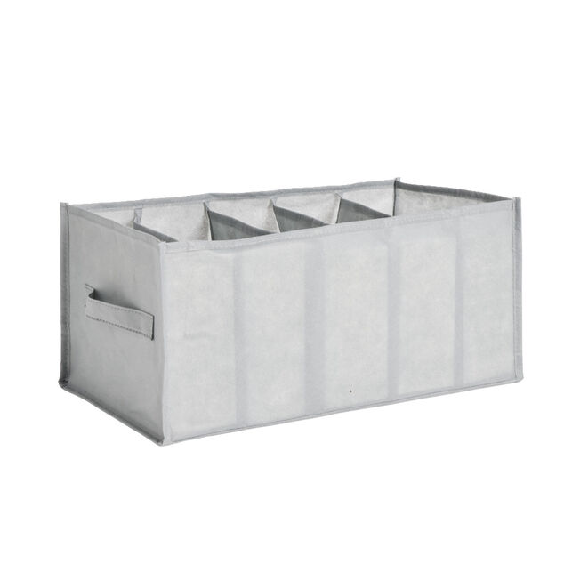 Panière de rangement dressing 5 compartiments gris 44x25xH20cm