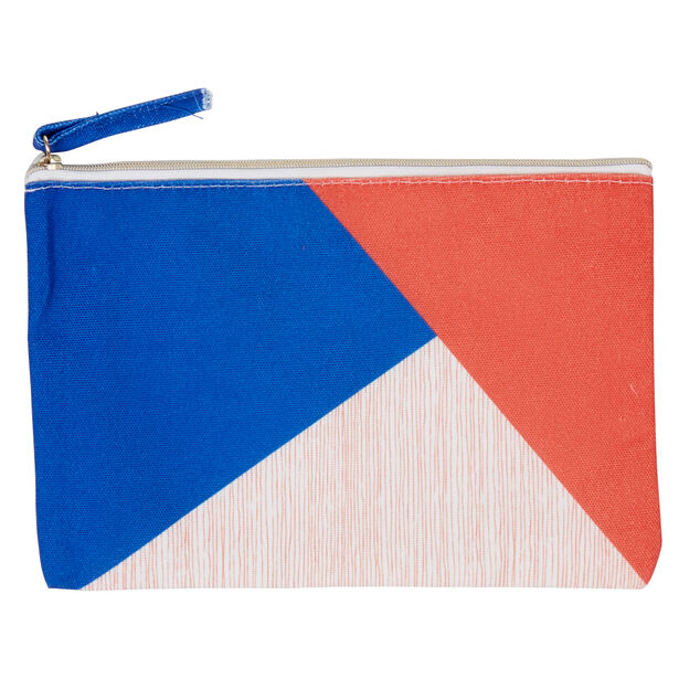 Trousse cosm&eacute;tique bleu rouge et blanc