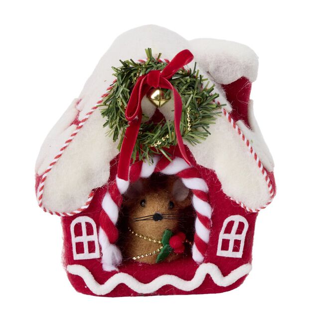 Maison de No&euml;l d&eacute;corative en feutrine H16cm (2 mod&egrave;les)