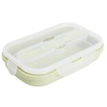 Lunch box r&eacute;tractable 1L avec 2 couverts plastique et silicone vert