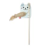 Jouet pour chat en bois avec plume et poisson L40cm