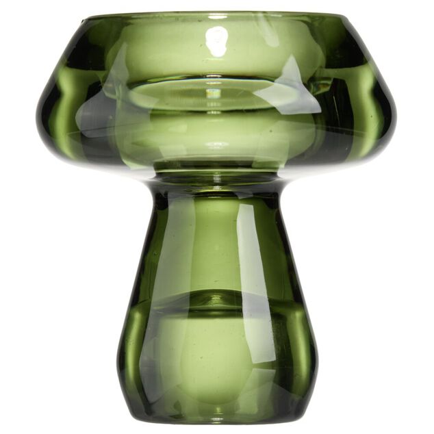 Bougeoir forme champignon verre &Oslash;6XH7 cm (3 mod&egrave;les rouge/vert/jaune)