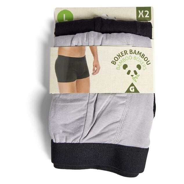 Lot de 2 boxers homme taille L bambou et &eacute;lasthanne noir