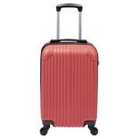 Valise cabine rigide 30L trolley 4 roulettes plastique ABS rouge 32,5x21xH51cm