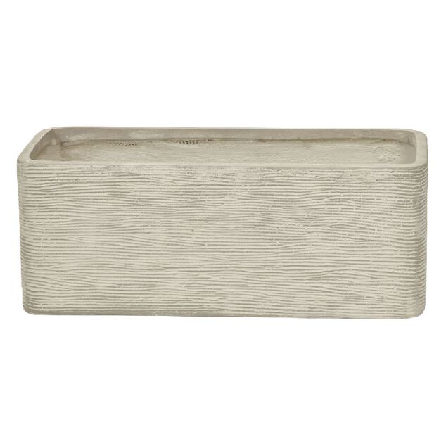 Jardini&egrave;re fibre d'argile relief strie gris 59x22,5xH22,5cm
