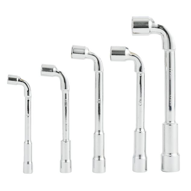 Lot de 5 cl&eacute;s &agrave; pipe &Oslash;8/10/12/13/17mm m&eacute;tal gris