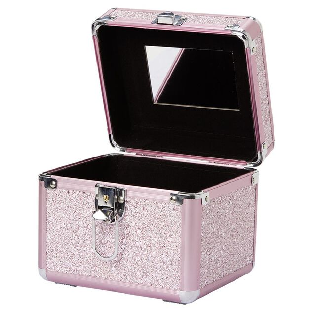 Vanity cosm&eacute;tique rose &agrave; paillettes