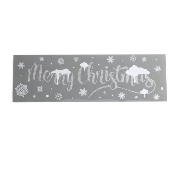 Décoration fenêtre électrostatique Merry Christmas argenté