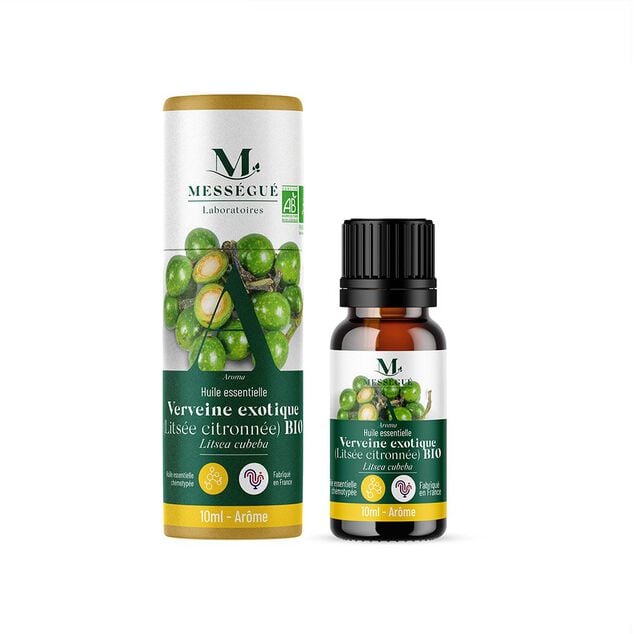 Huile essentielle verveine exotique bio Mess&eacute;gu&eacute; lits&eacute;e citronn&eacute;e 10ml