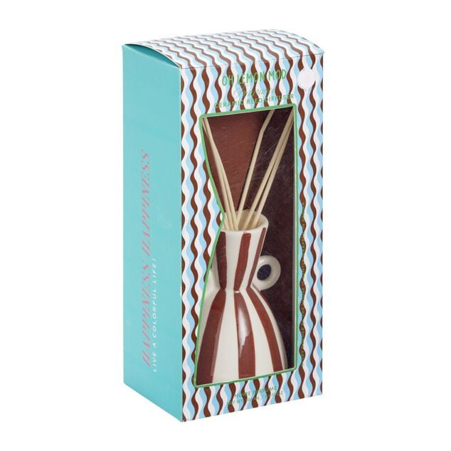 Diffuseur de parfum &agrave; b&acirc;tonnets 100ml c&eacute;ramique rayures &Oslash;9,5&times;H15,5cm (2 mod&egrave;les)