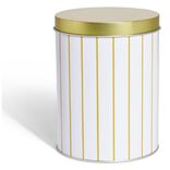 Bo&icirc;te &agrave; biscuits ronde m&eacute;tal blanc dor&eacute; &Oslash;10,5H14cm