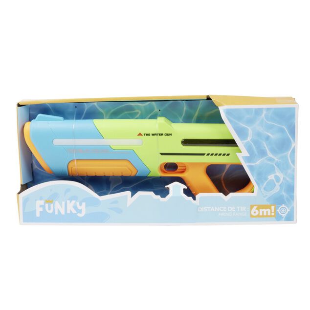 Pistolet &agrave; eau automatique tir 6m plastique tricolore L45,5cm (2 mod&egrave;les)