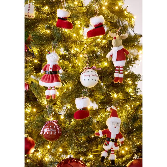 D&eacute;coration de No&euml;l &agrave; suspendre botte p&egrave;re rouge et blanc 8x5xH8cm
