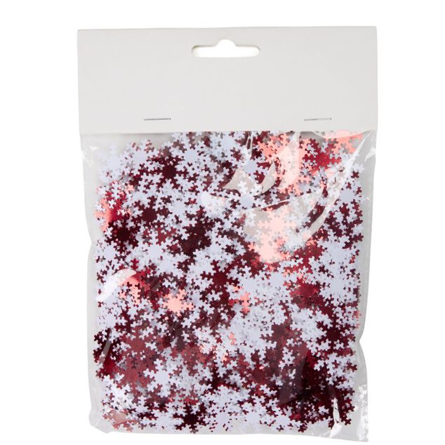 D&eacute;coration de table flocon de neige 70g PVC L2X2XH01 cm rouge et blanc