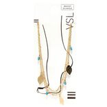 Chaîne de cheville dorée 2 rangs avec feuilles et perles