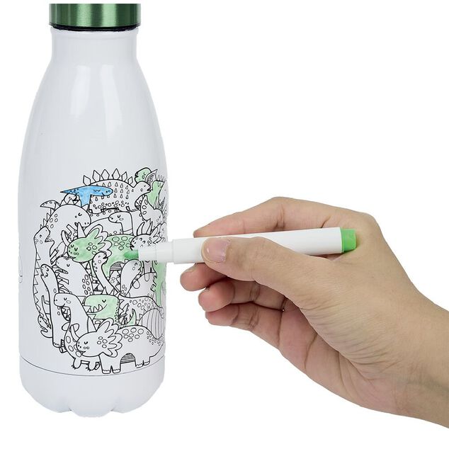 Kit gourde isotherme 350mL &agrave; colorier avec 6 marqueurs