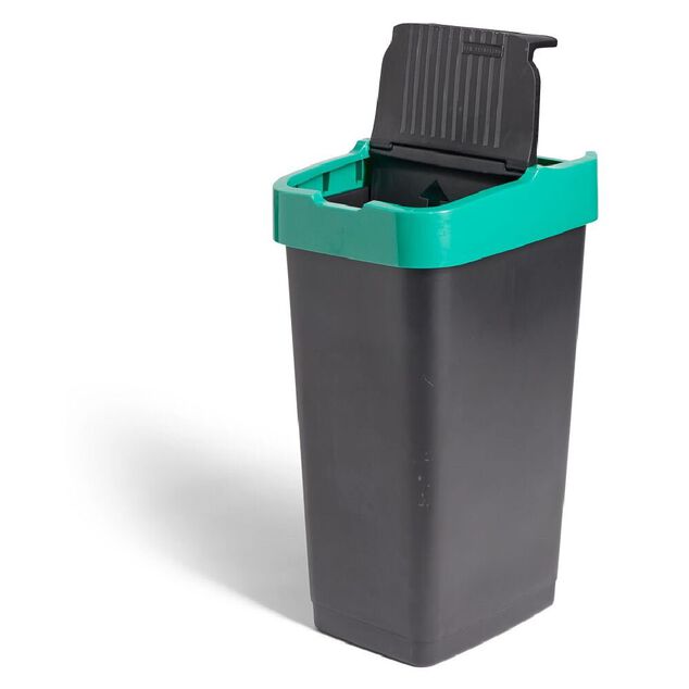 Poubelle de tri pour verre 60L plastique vert et noir