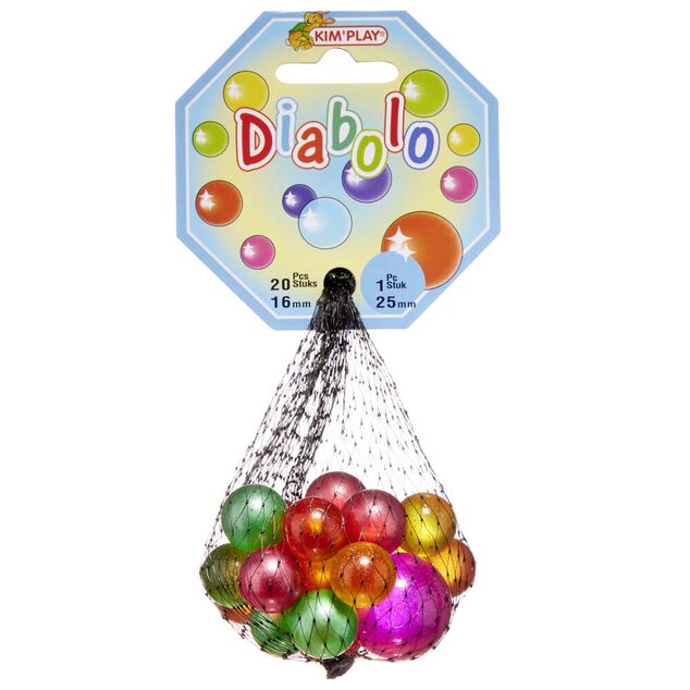 Bille en verre x20 + 1 boulard uni Diabolo