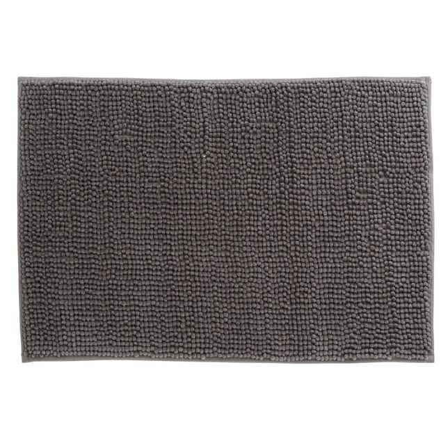 Tapis pour salle de bain chenille uni gris 45x65cm