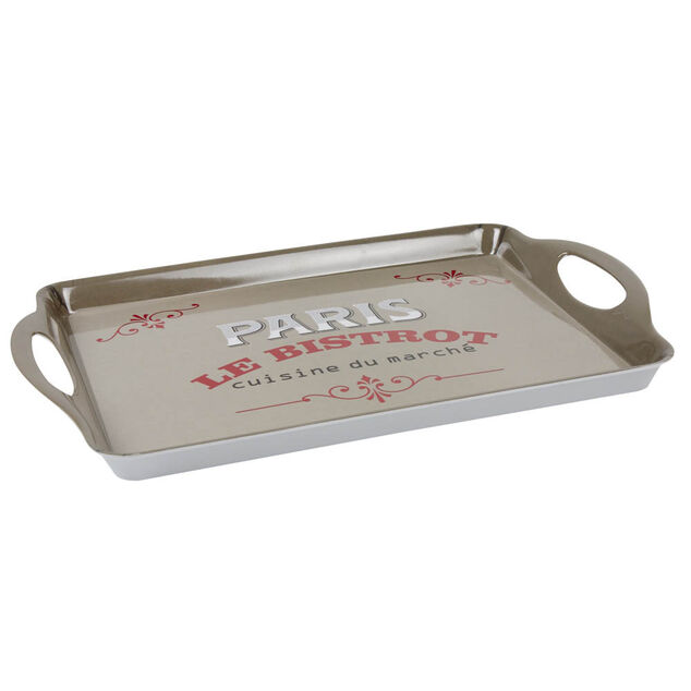 Plateau rectangulaire Paris le bistrot avec poign&eacute;es