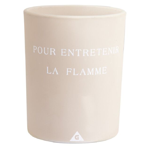 Bougie beige imprim&eacute;e senteur jasmin orchid&eacute;e 40H