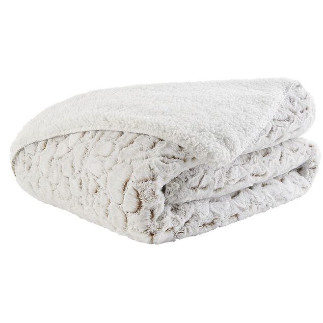 Plaid imitation fourrure décor uni