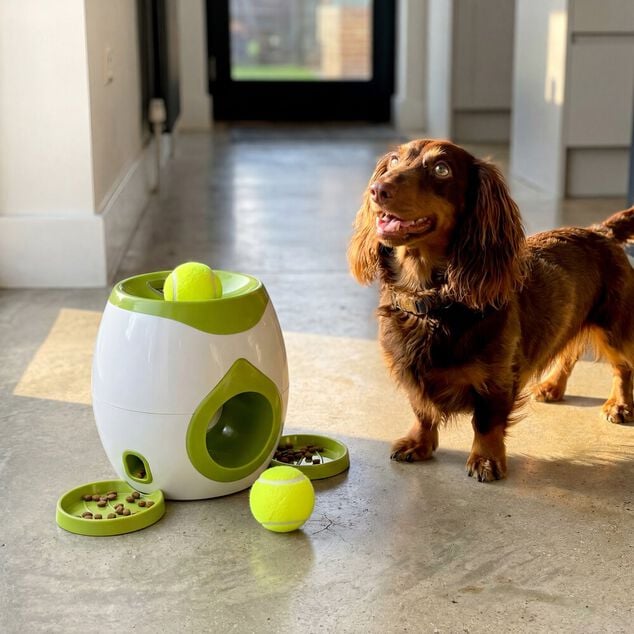 Distributeur de friandises interactif pour chien avec balle incluse &Oslash;18xH28cm