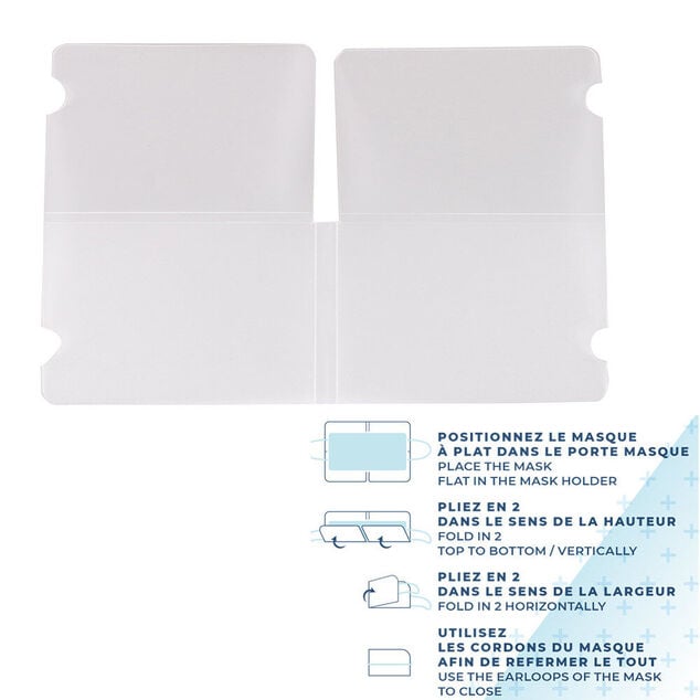 Porte masque pliable format de poche blanc transparent