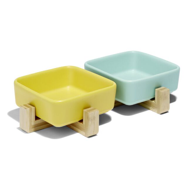 Gamelle double pour chien c&eacute;ramique et bambou (2 mod&egrave;les)