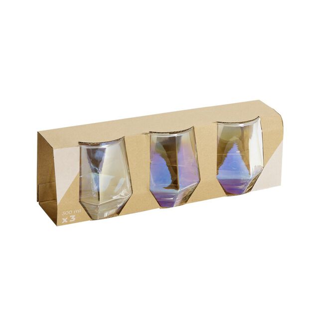 Verre haut x3 forme diamant reflet iris&eacute; 300ml