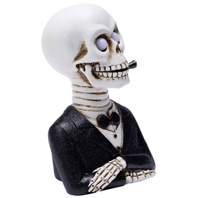 Squelette gentleman Halloween LED polyr&eacute;sine noir et blanc