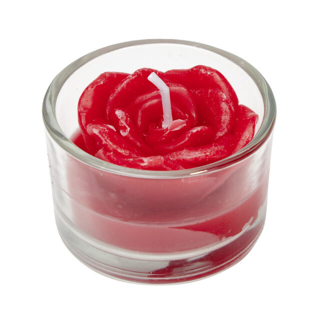 Bougie dans verre forme rose &Oslash;5xH3cm (3 mod&egrave;les)