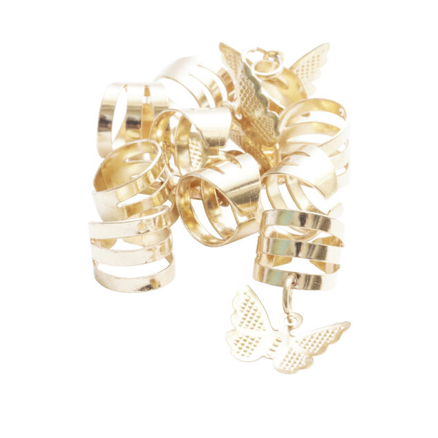 Bague pour cheveux en m&eacute;tal dor&eacute; 10 pi&egrave;ces
