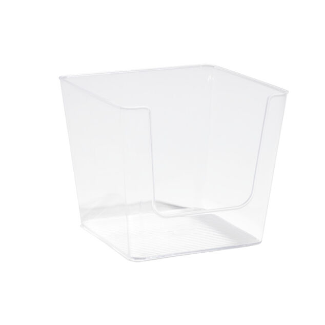 Bo&icirc;te de rangement salle de bain plastique transparent 16,5x16,5xH14,5 cm