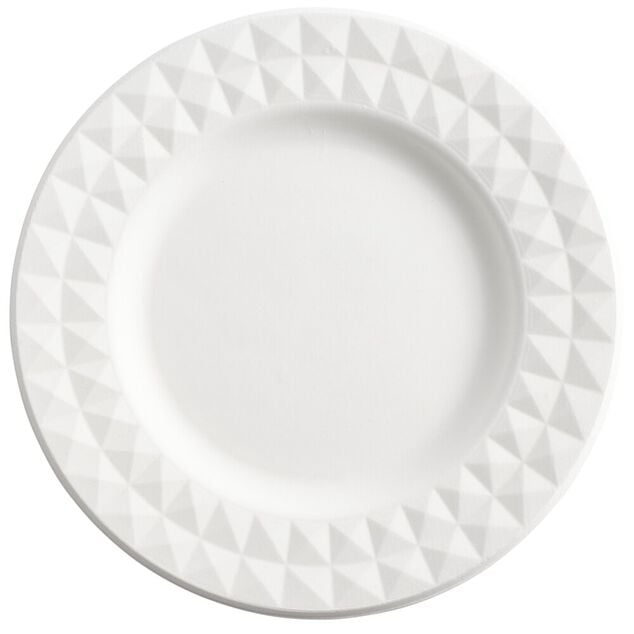 Assiette carton x8 canne &agrave; sucre bagasse contour fa&ccedil;on diamant blanc &Oslash;18cm