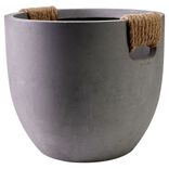 Pot fibre d'argile rond gris poign&eacute;e en corde &Oslash;38xH32cm