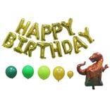 Kit arche &agrave; ballons alu et latex x73 Happy Birthday dinosaure tons verts