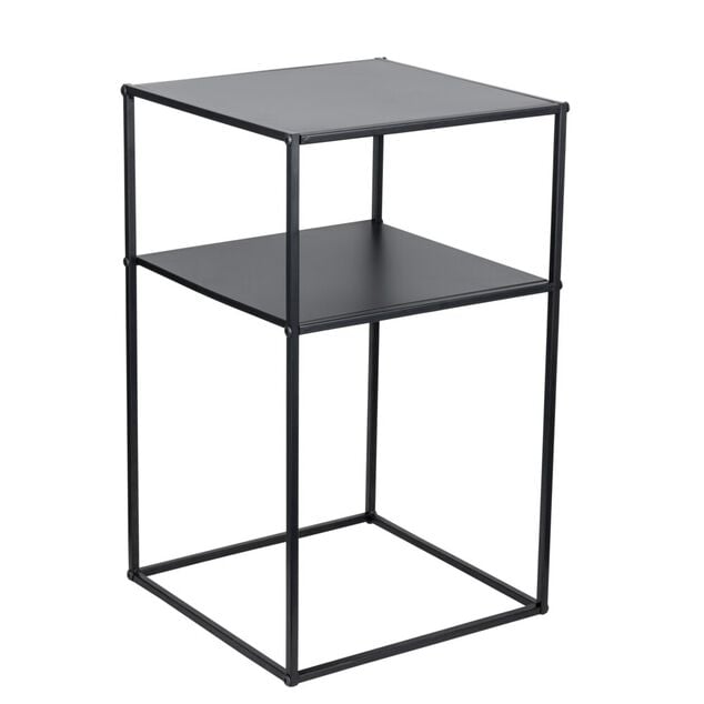 Bout de canap&eacute; carr&eacute; m&eacute;tal noir Houston 35x35xH59cm