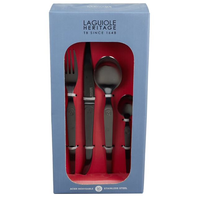 Ménagère Laguiole 16 couverts acier inoxydable noir