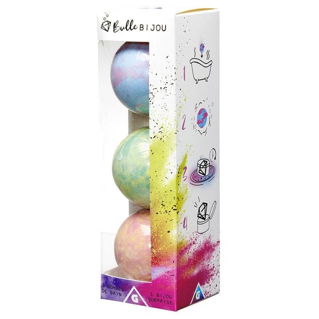 Coffret 3 bombes de bain et bijou surprise