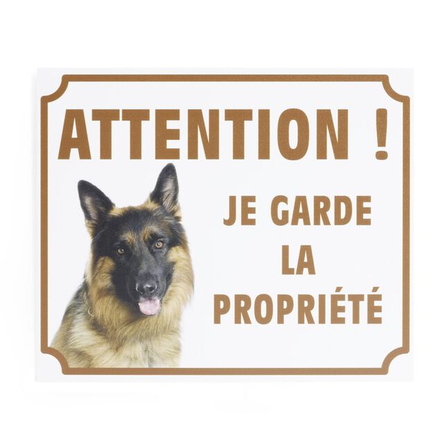 Plaque signal&eacute;tique "Attention chien, je garde la propri&eacute;t&eacute;" - 24x20cm