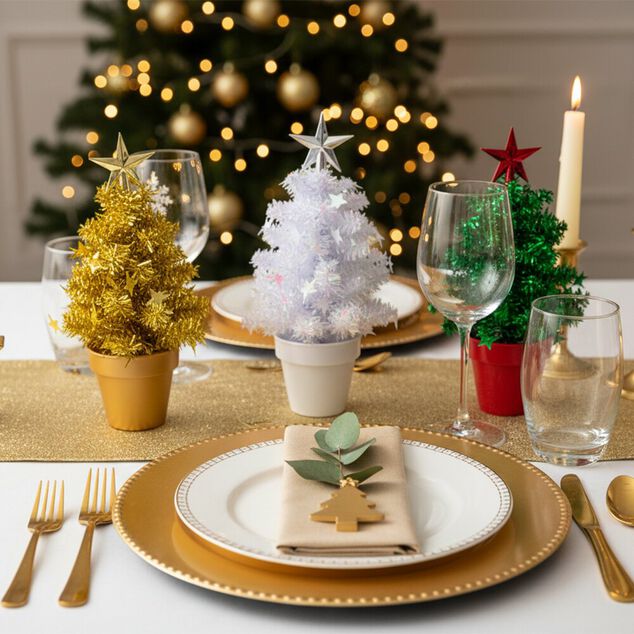 Sapin guirlande en pot à poser Ø11,5xH20cm - (3 coloris)