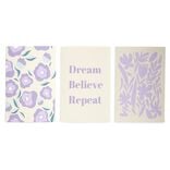 Lot de 3 affiches papier violet et beige 10x15cm