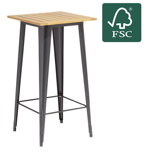 Table haute Fabrik m&eacute;tal et bois certifi&eacute; FSC&reg;