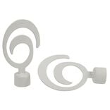 Embout tringle &agrave; rideau &Oslash;20mm m&eacute;tal forme spirale blanc mat x2