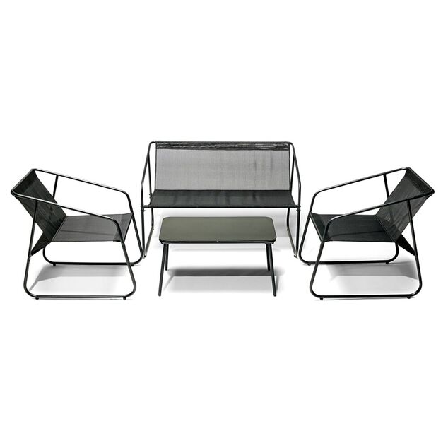 Salon de jardin 4 personnes Mathis textil&egrave;ne gris anthracite