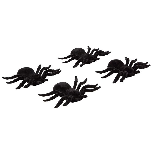 Araign&eacute;e noire d&eacute;coration Halloween x4