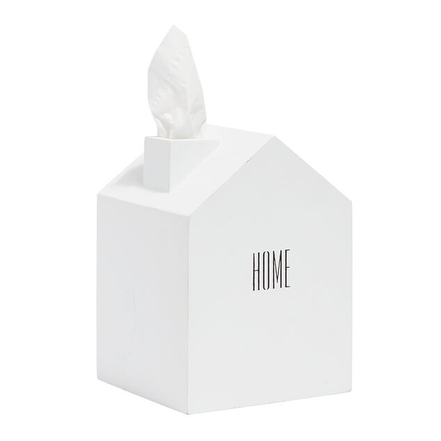 Bo&icirc;te &agrave; mouchoirs maison blanche en bois