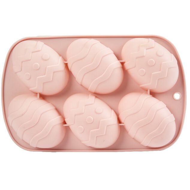 Moule silicone oeuf de P&acirc;ques &agrave; motifs en relief x 6